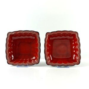 Set of 2 Roschers & Co Hobnail Red Bowls